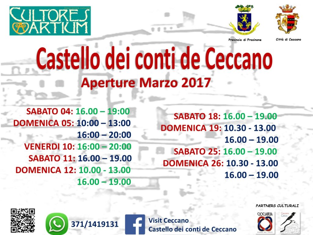 Castello dei Conti de Ceccano – aperture marzo 2017
