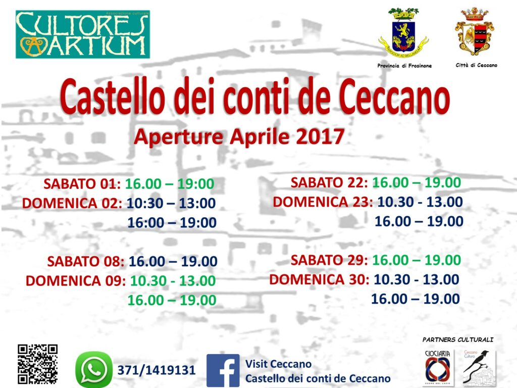 Castello dei Conti de Ceccano – aperture aprile 2017