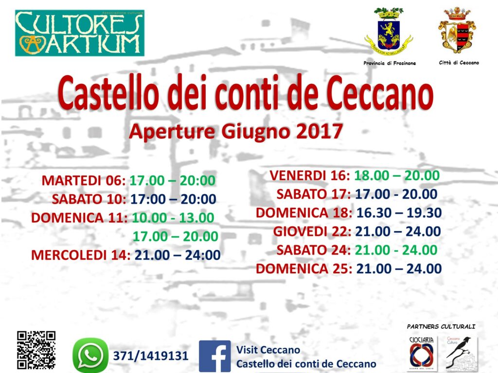 Castello dei Conti de Ceccano – aperture giugno 2017