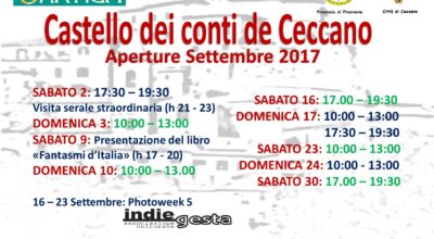 Castello dei Conti de Ceccano – aperture Settembre 2017