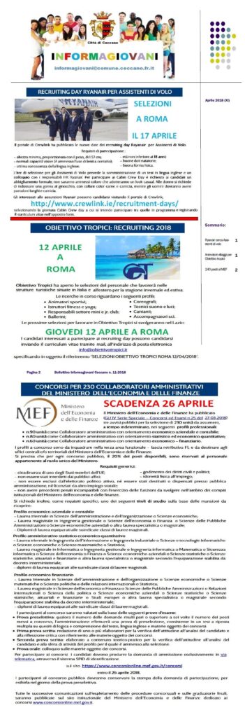 Bollettino Informagiovani Ceccano 11-2018