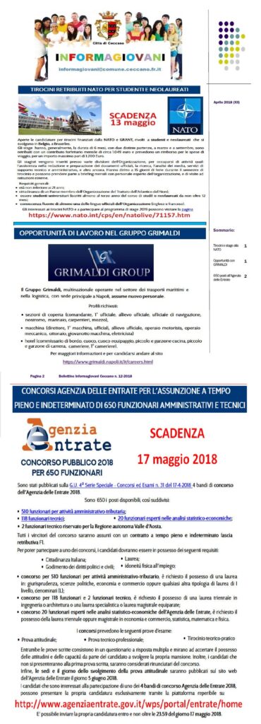 Bollettino Informagiovani Ceccano 12-2018