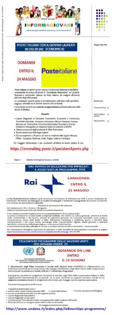 Bollettino Informagiovani Ceccano 14-2018