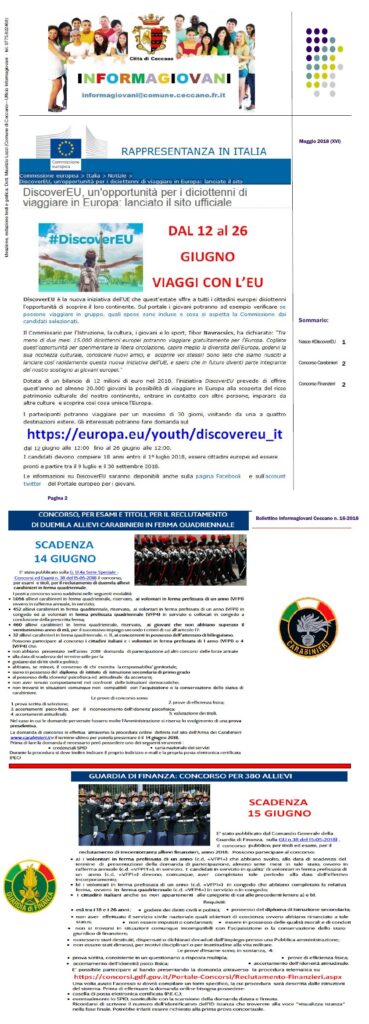 Bollettino Informagiovani Ceccano 16-2018