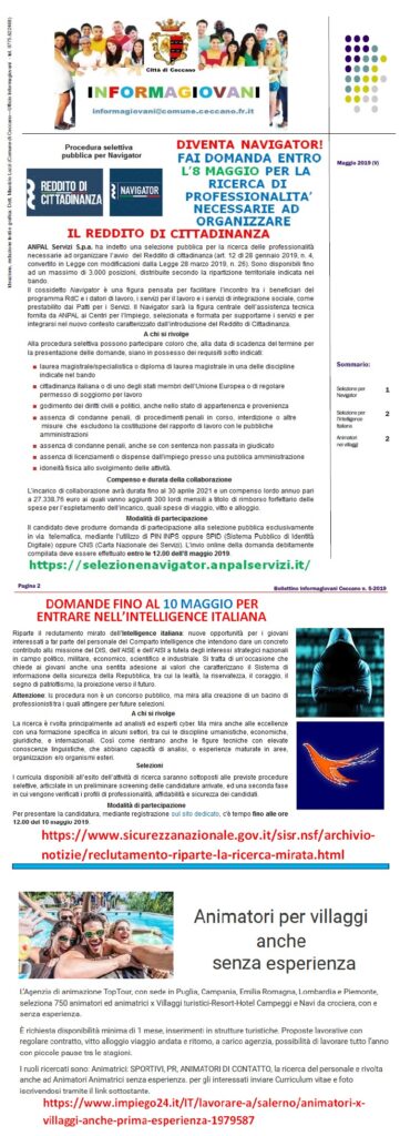 Bollettino Informagiovani Ceccano n_5_2019