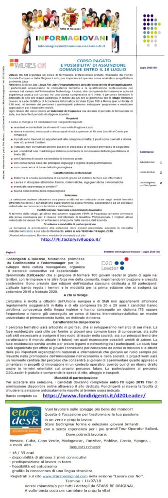 Bollettino Informagiovani Ceccano n_7_2019