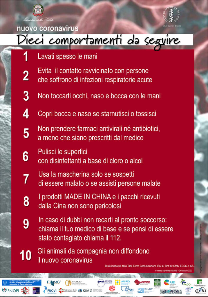 Coronavirus – 10 comportamenti da seguire