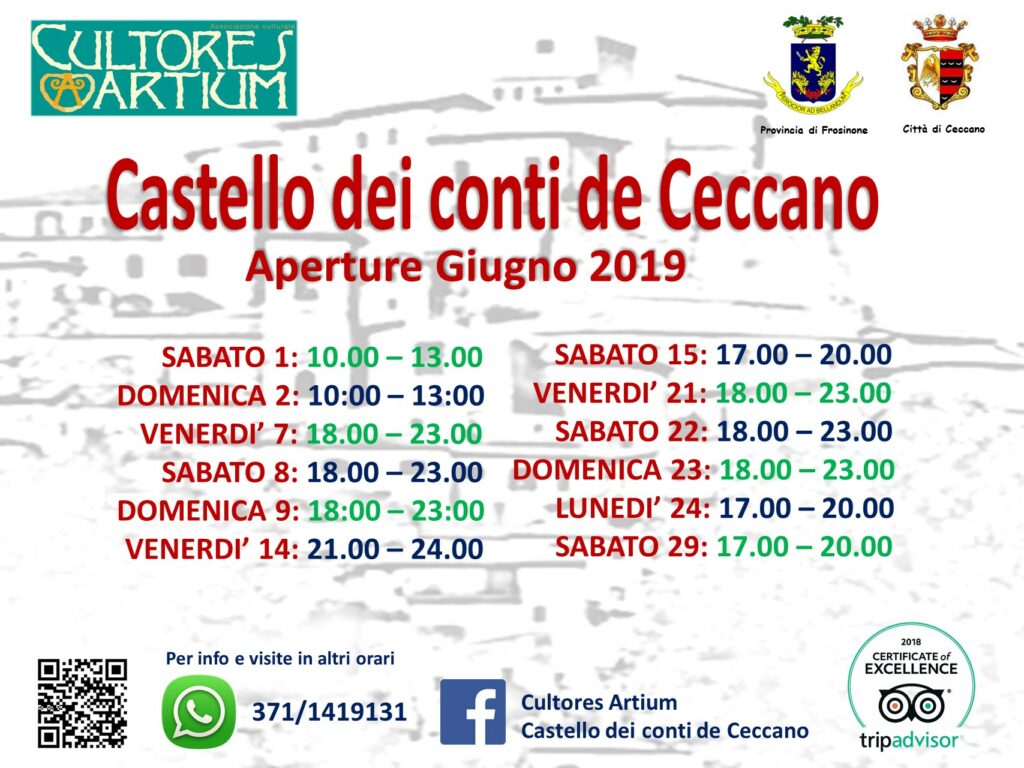 Castello dei Conti De Ceccano – Aperture Giugno 2019