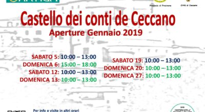 Castello dei Conti De Ceccano – Aperture Gennaio 2019