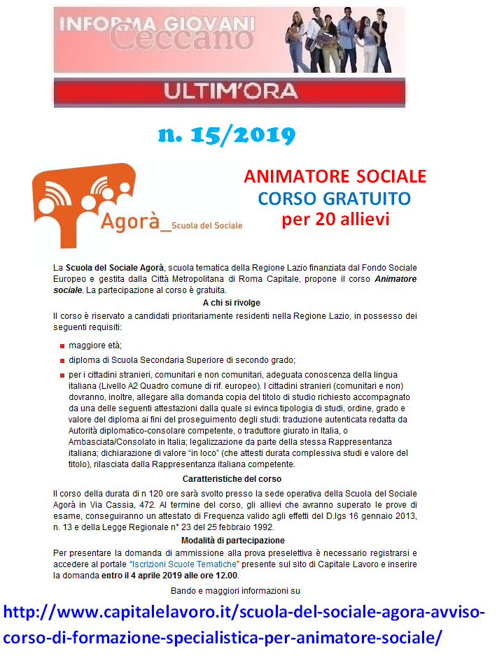 Informagiovani Ceccano Ultimora 15-2019