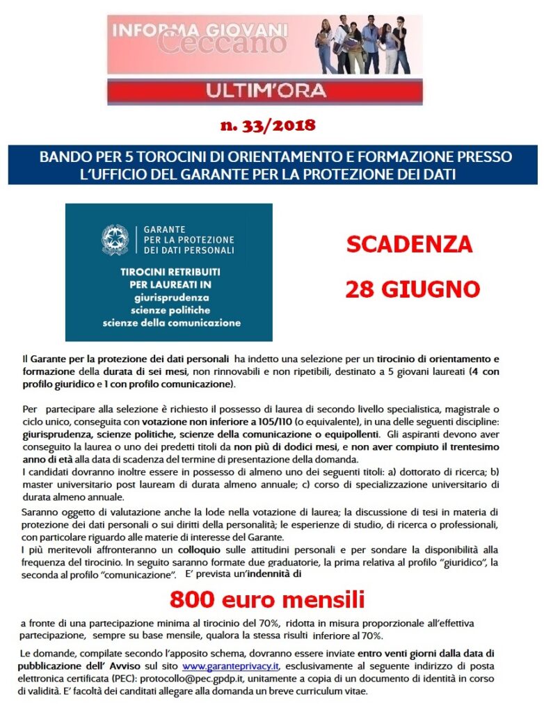 Informagiovani Ceccano Ultimora 33-2018