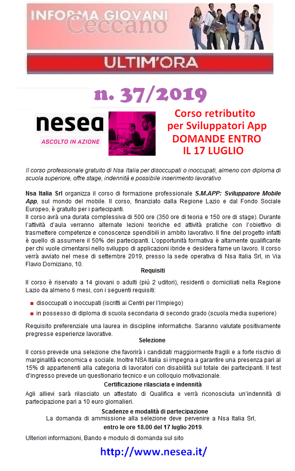 Informagiovani Ceccano Ultimora 37-2019