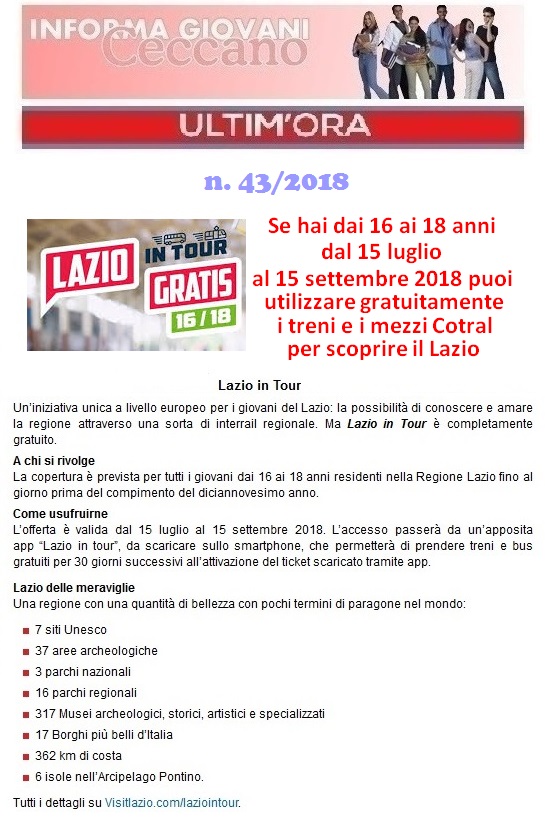 Informagiovani Ceccano Ultimora 43-2018
