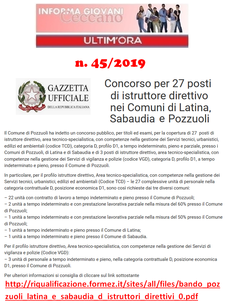 Informagiovani Ceccano Ultimora 45-2019