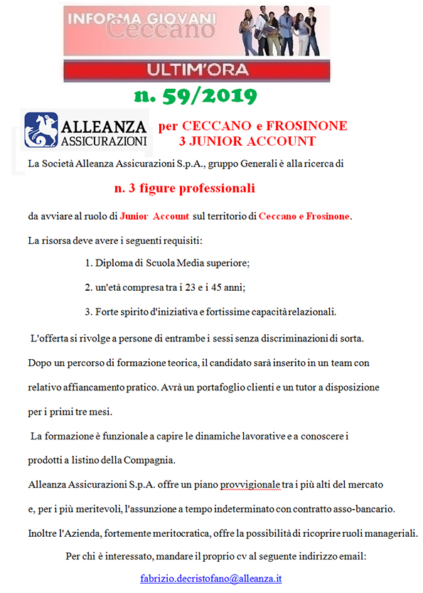 Informagiovani Ceccano Ultimora 59-2019
