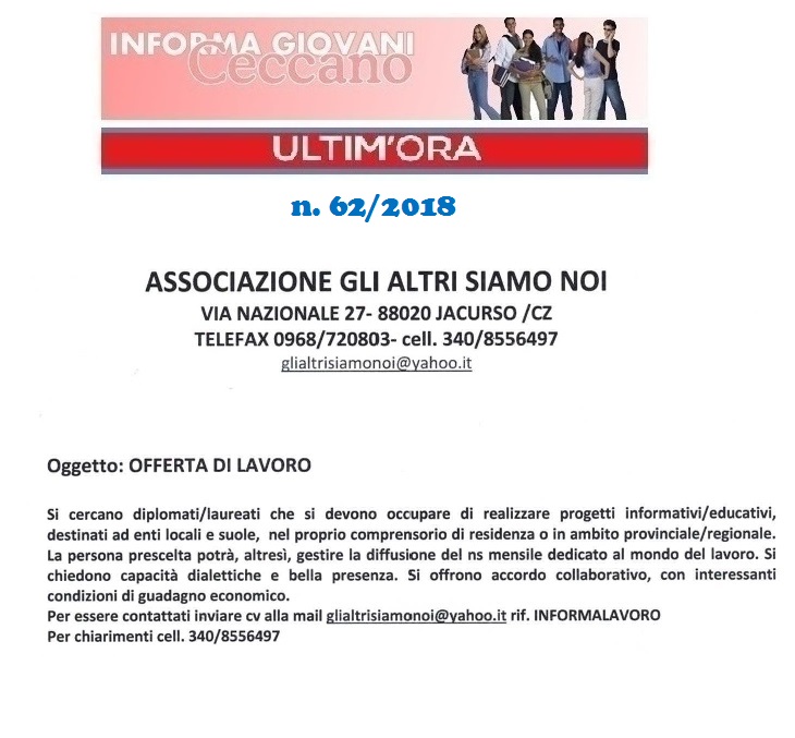 Informagiovani Ceccano Ultimora 62-2018