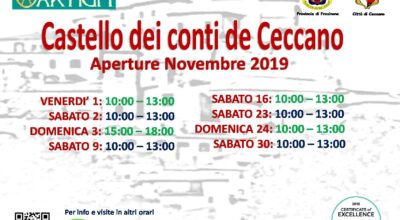Castello dei Conti De Ceccano – Aperture Novembre 2019
