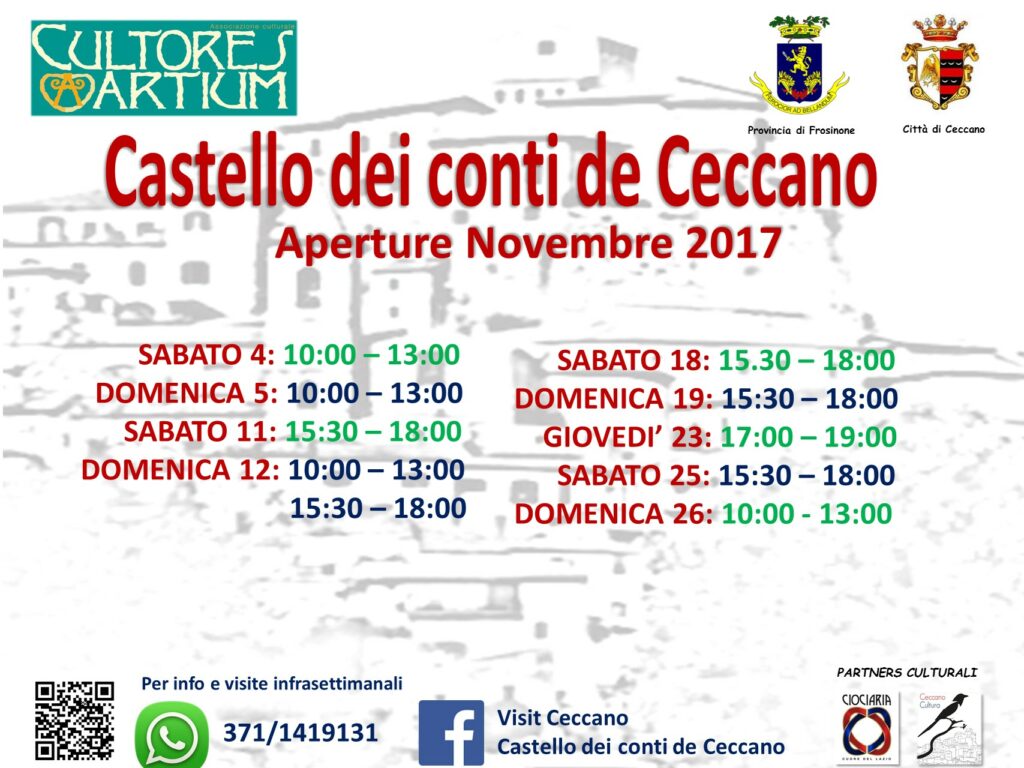 Castello dei Conti De Ceccano – Aperture Novembre 2017