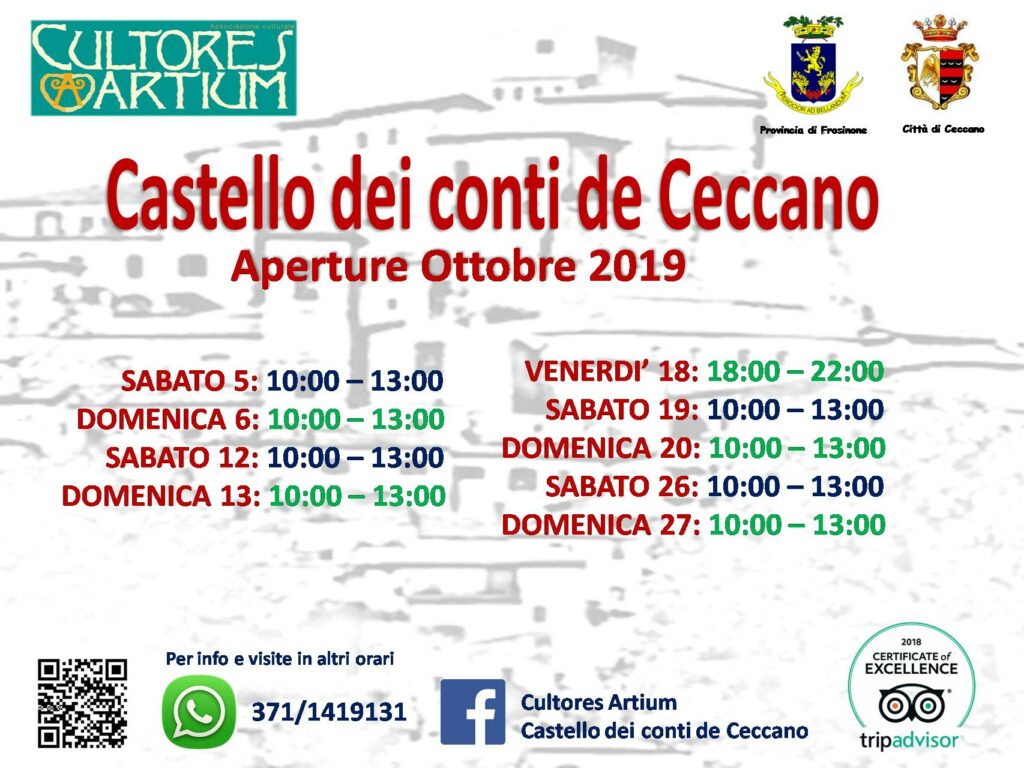 Castello dei Conti De Ceccano – Aperture Ottobre 2019