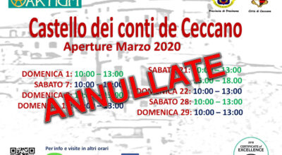 Castello dei Conti De Ceccano – Aperture Marzo 2020 ANNULLATE