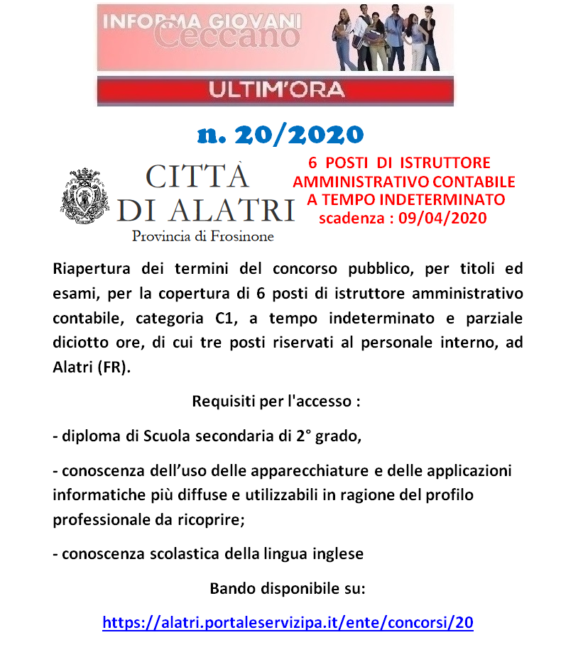 Informagiovani Ceccano Ultimora 20-2020