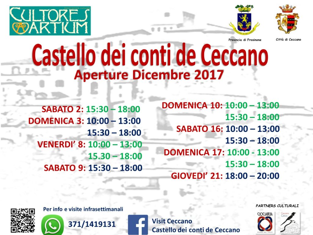Castello dei Conti De Ceccano – Aperture Dicembre 2017