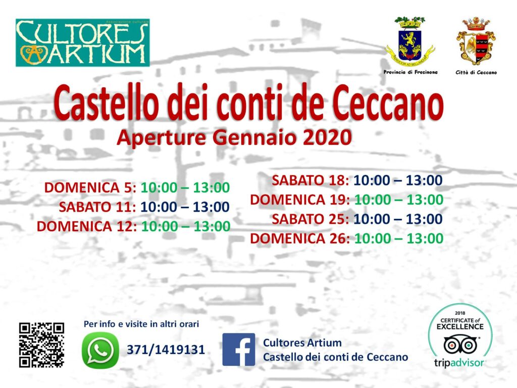 Castello dei Conti De Ceccano – Aperture Gennaio 2020