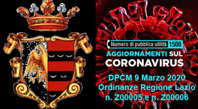 Covid-19 – DPCM 9 mar 2020 + Ord. Reg. Lazio n.Z00005 del 09/03/2020 e Ord. Reg. Lazio n.Z00006 del 10/03/2020