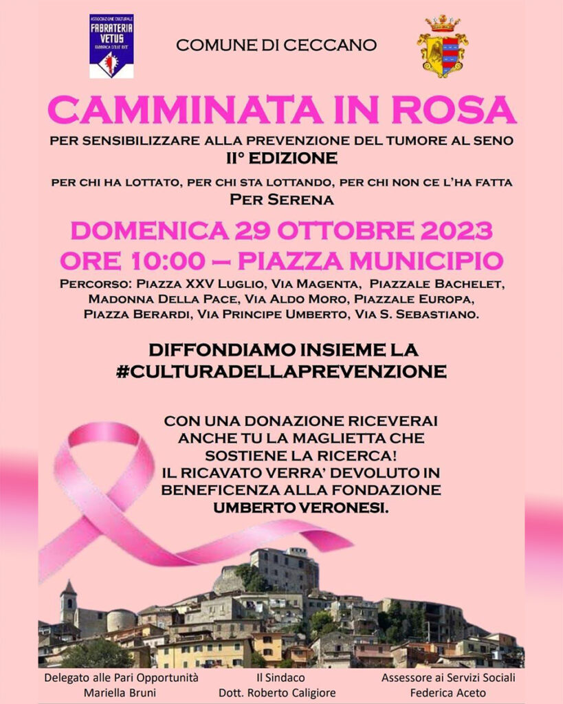 CAMMINATA IN ROSA – dom. 29 ott. 2023