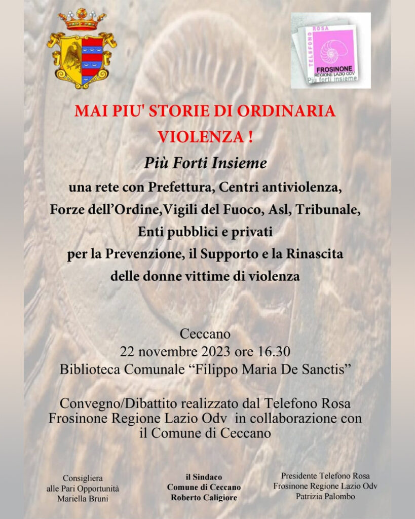 Convegno/Dibattito “Mai più storie di ordinaria violenza” – 22 nov. 2023