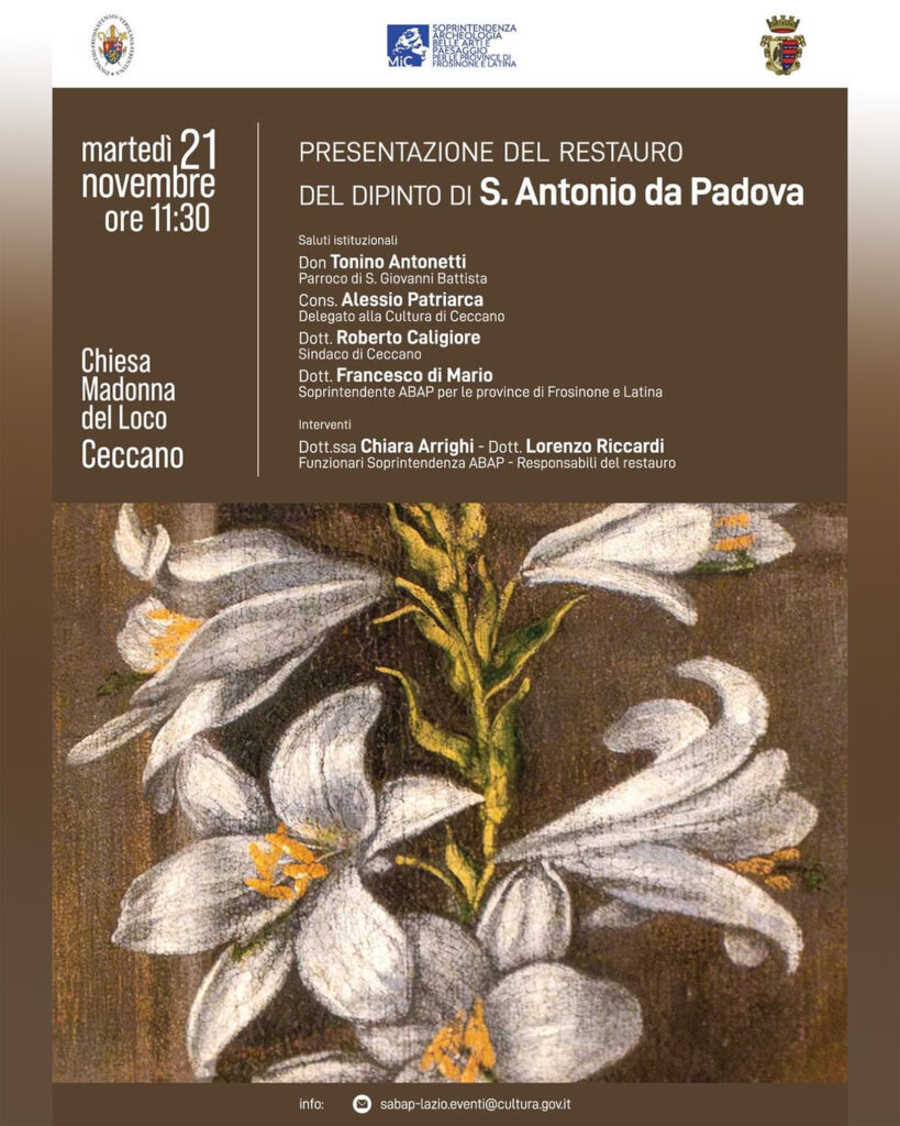 Presentazione Restauro del dipinto di S. Antonio da Padova – 21 nov. 2023